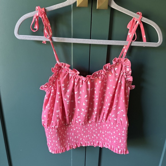 1.STATE Tops - Y2K Vintage Fairy Smocked Crop Camisole Top Whimsigoth Size Small